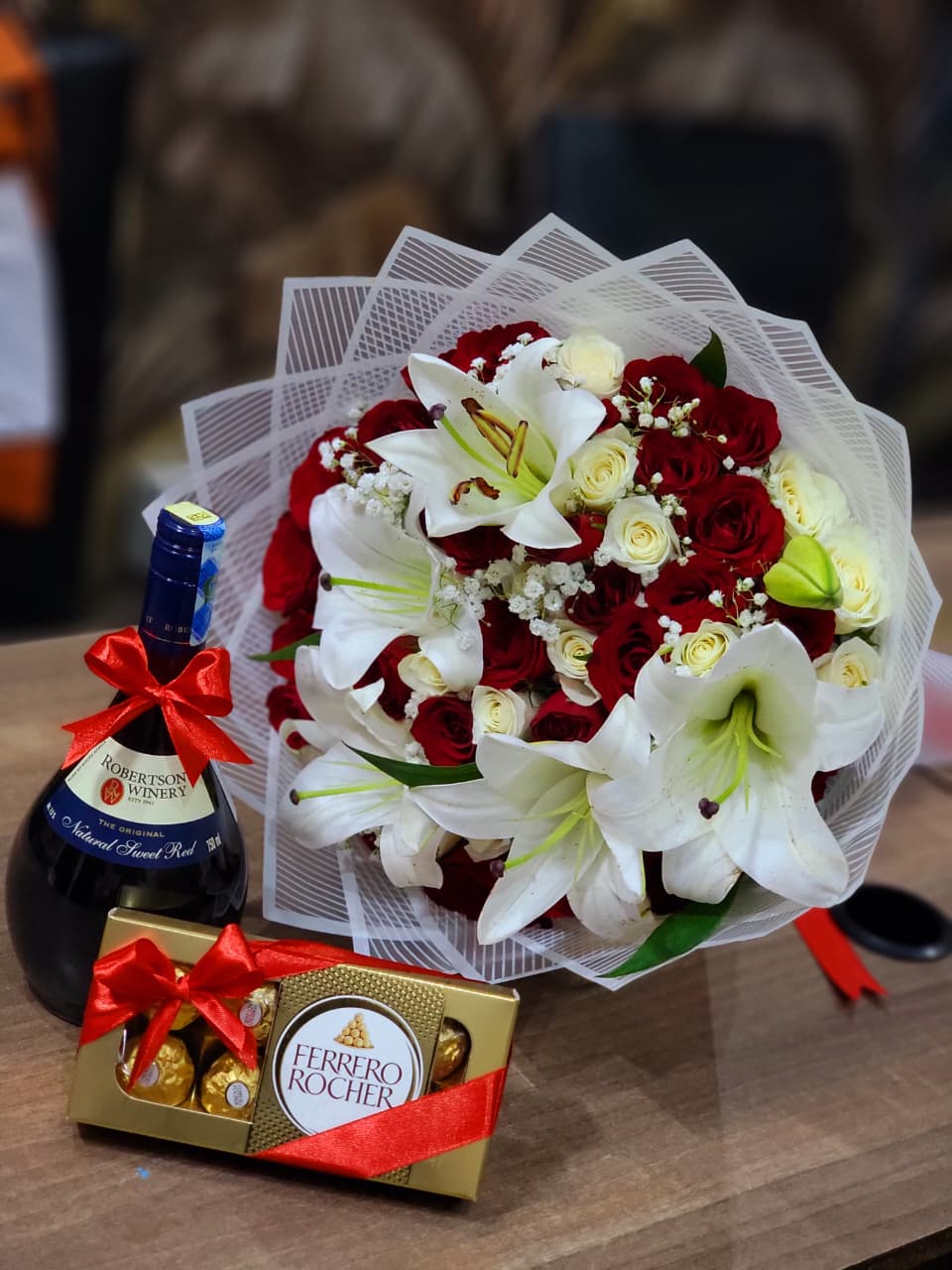 Colorful Robertson wine & ferrero